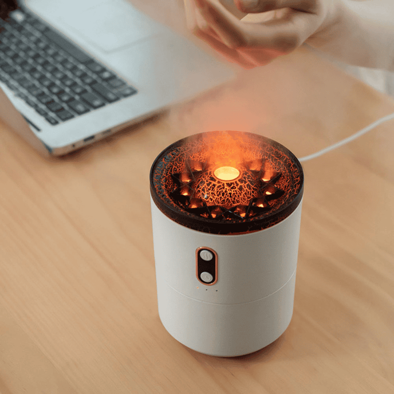 someone studing near the volcano air humidifier